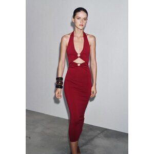 ZARA CUT OUT KNIT MIDI DRESS